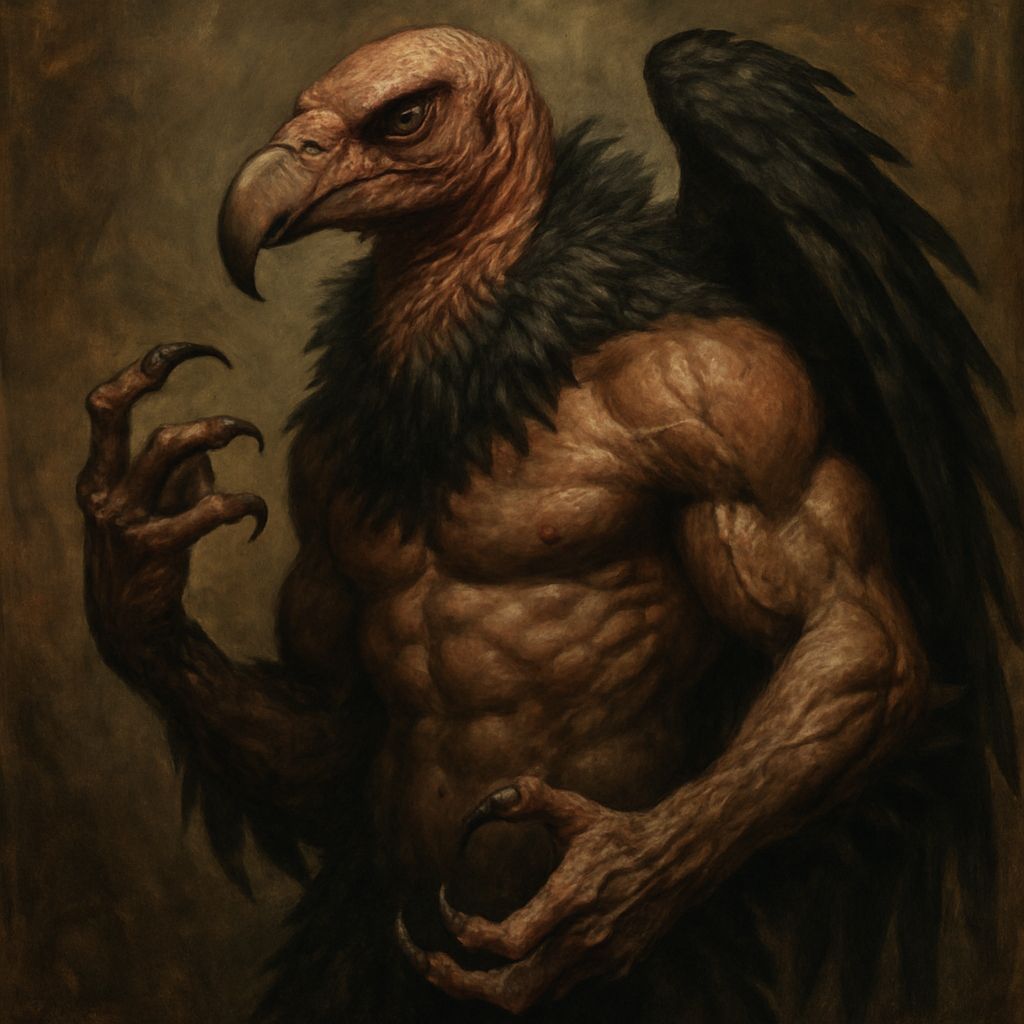 Muscular Feathered Vulture Demon with Claws