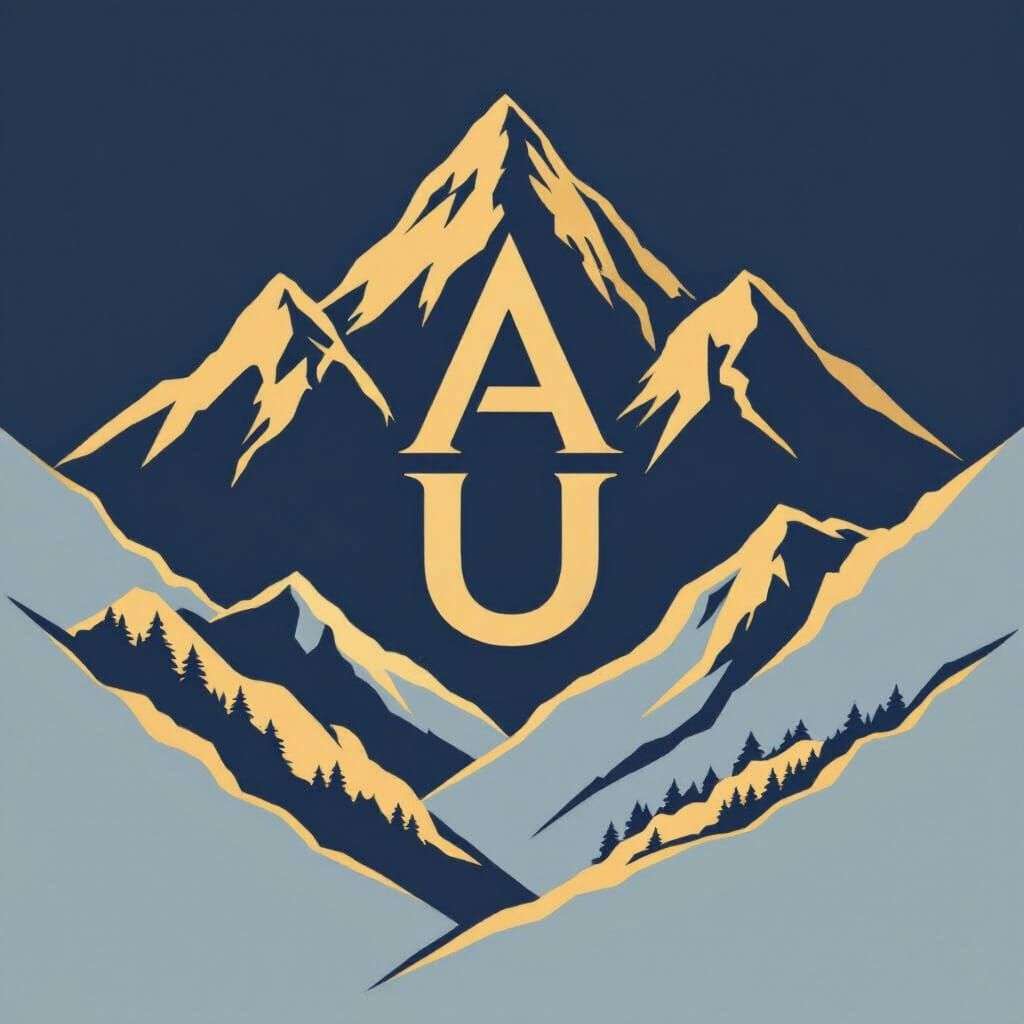 Minimalist Gold Mountain Logo with Letter Peaks
