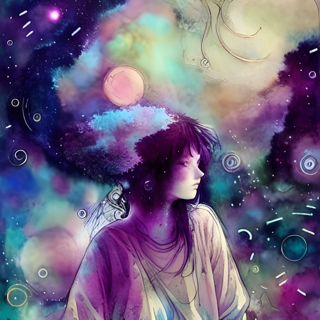 Cosmic Goddess Daydreaming in Constellations