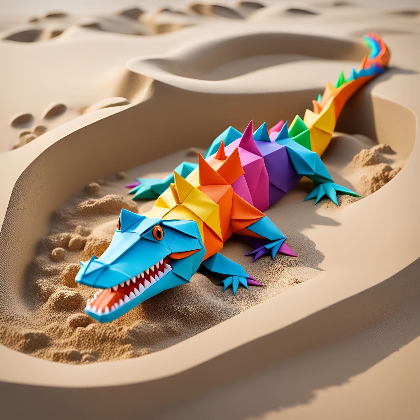 Origami Six Legged Rainbow Alligator