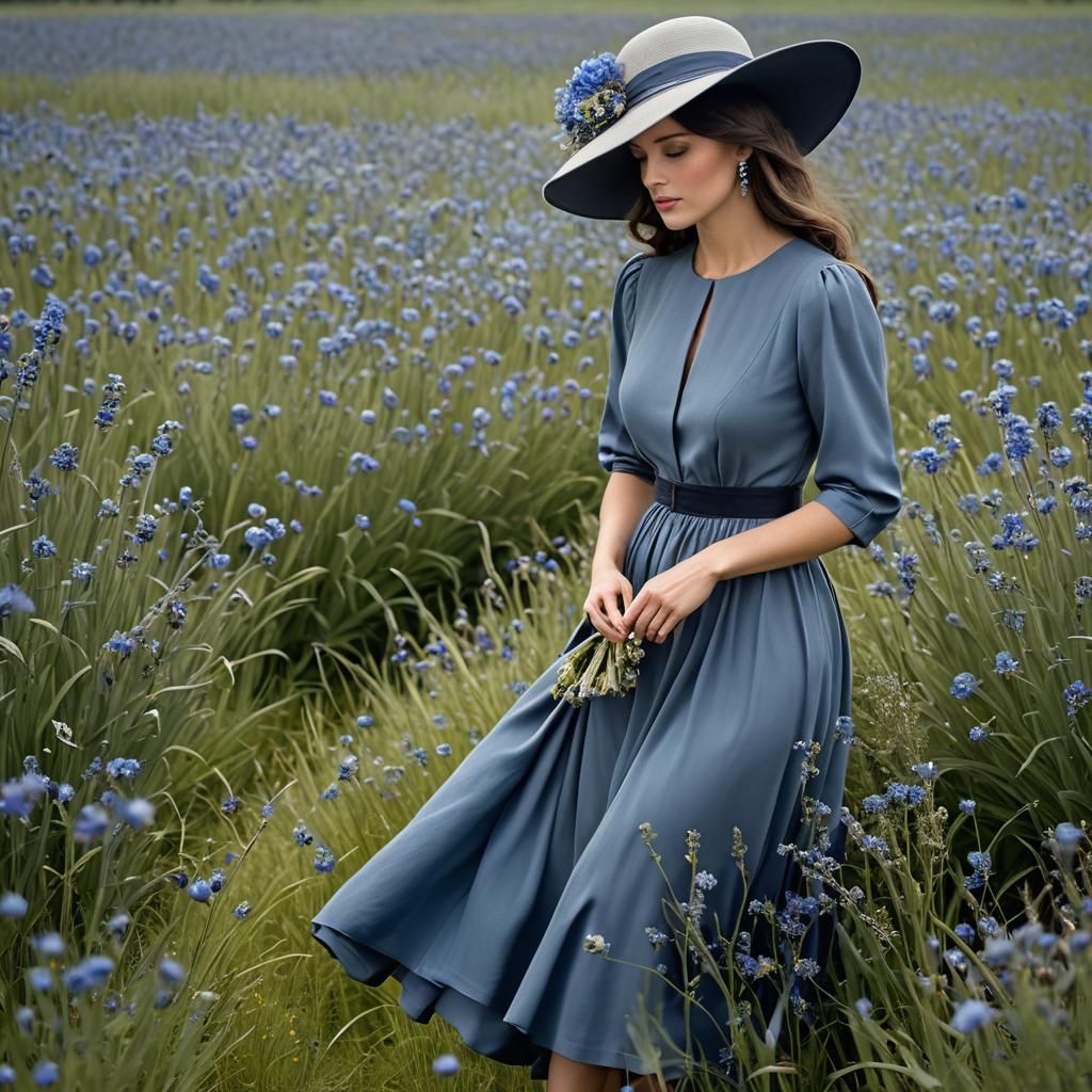 Smiling Woman in Flower Field: 3D Anime Art