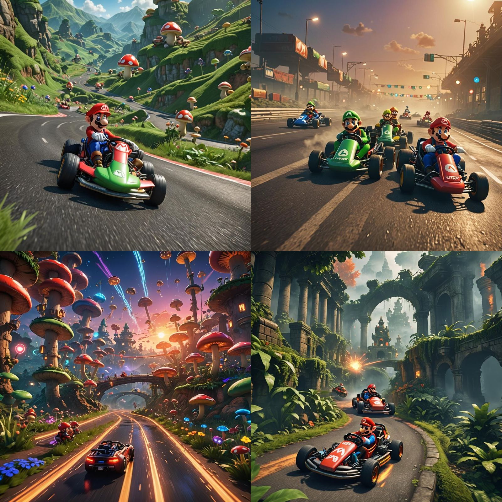 Mario Kart 9: Epic 3D Game Graphics