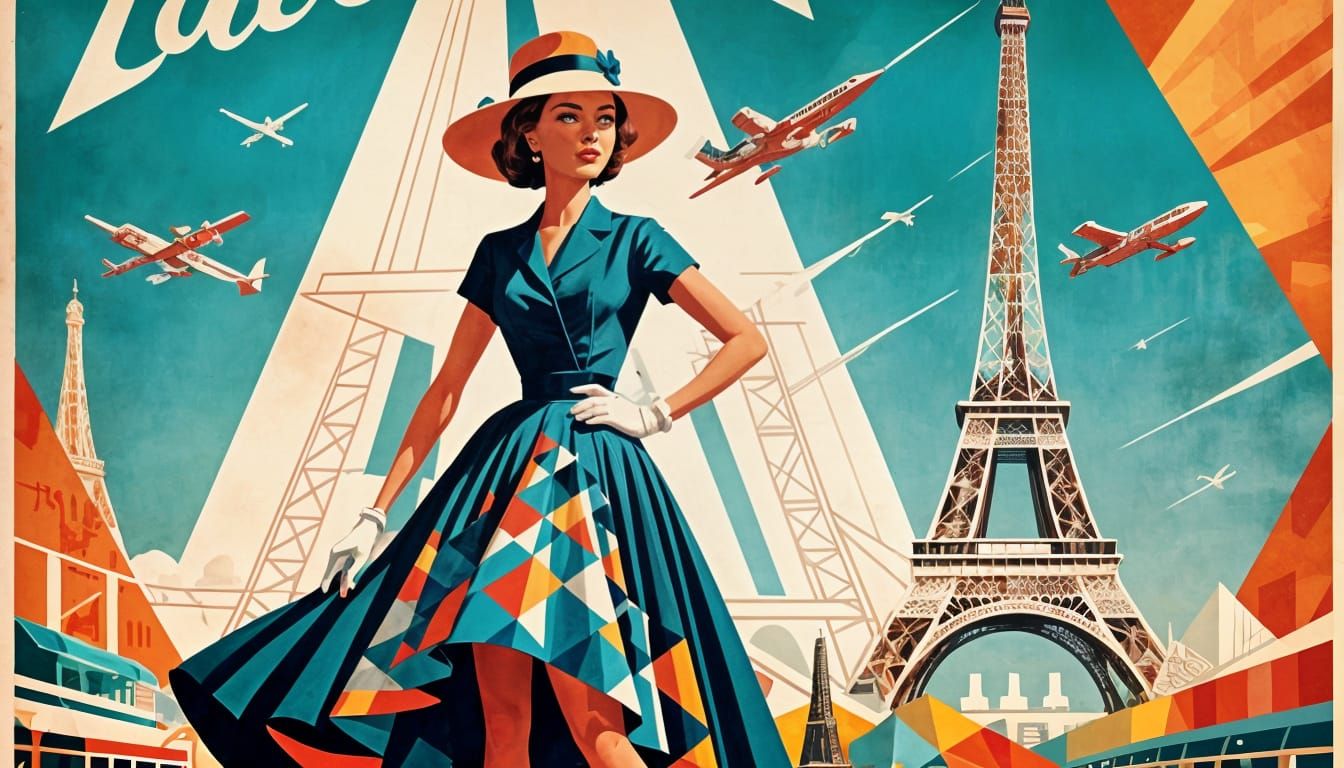 Vintage Travel Ad Featuring Famous City Landmarks