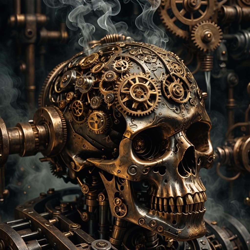 Steampunk Skull Emerges in Industrial Gothic Art