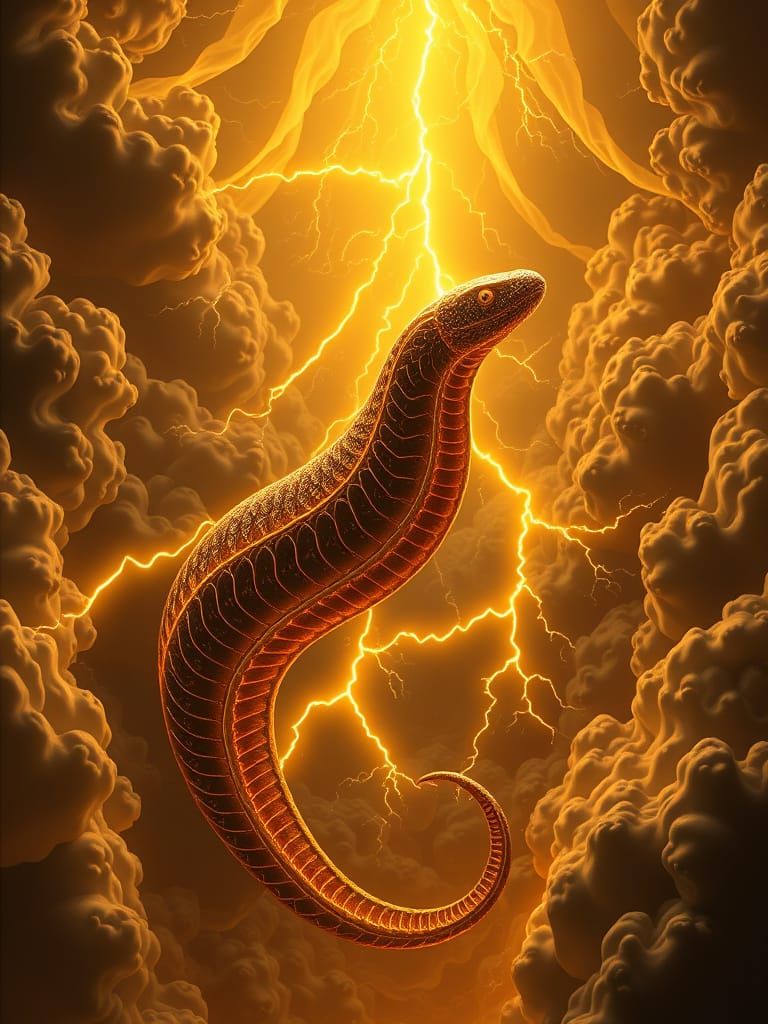 Giant Electric Eel Leaping Through Fractal Galactic Bands