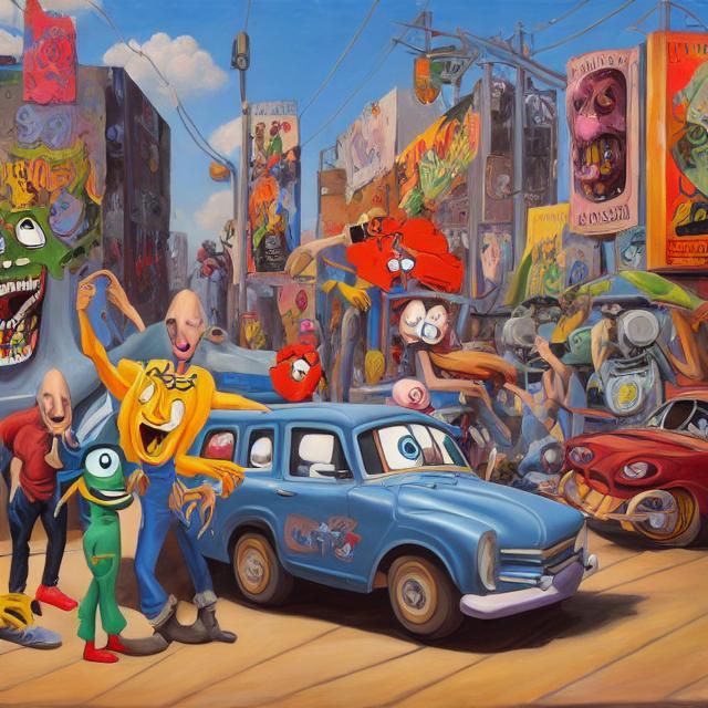 Cartoon Car Repair in Gropper Style