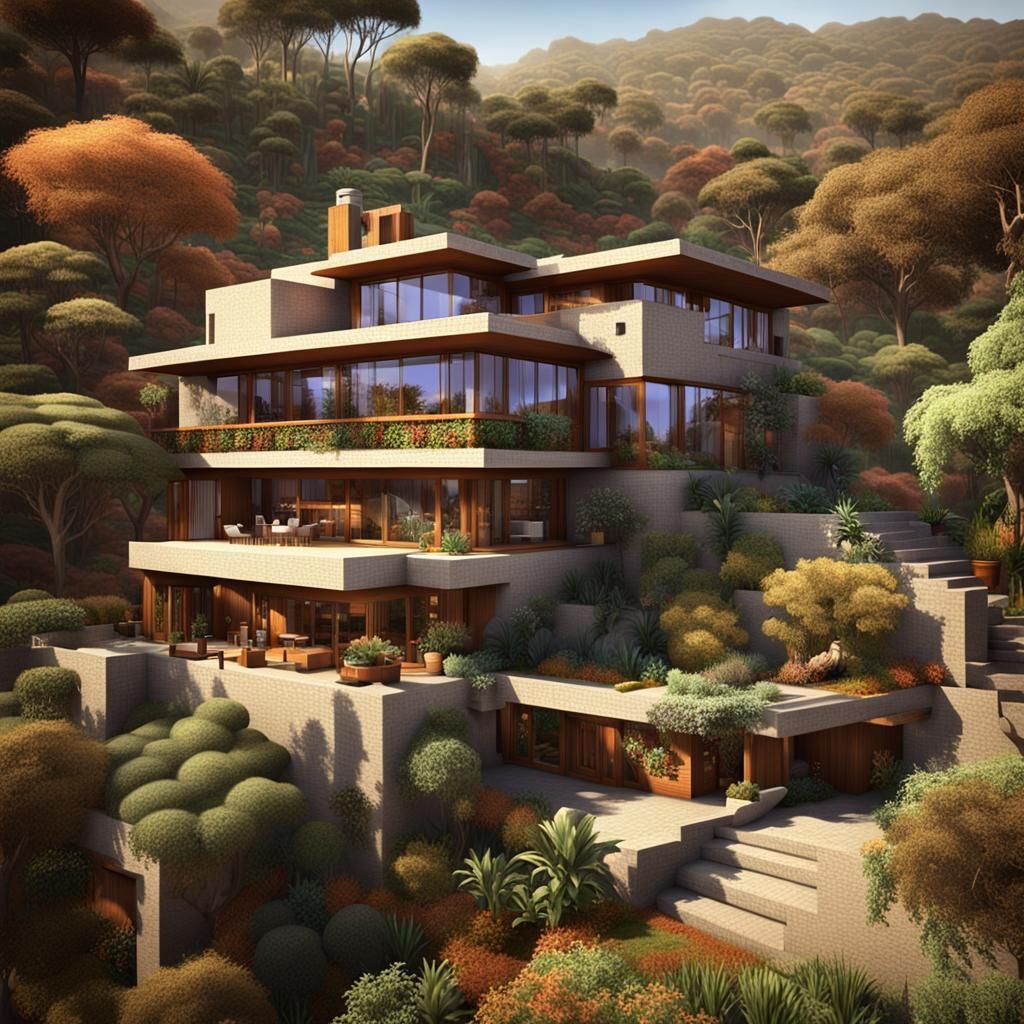 Mudbrick House with Exotic Gardens: Fantasy Concept Art