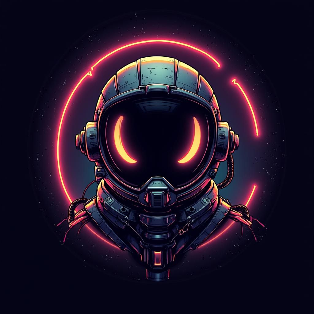 Raveolution Logo: Dark Astronaut Helmet with Neon Accents