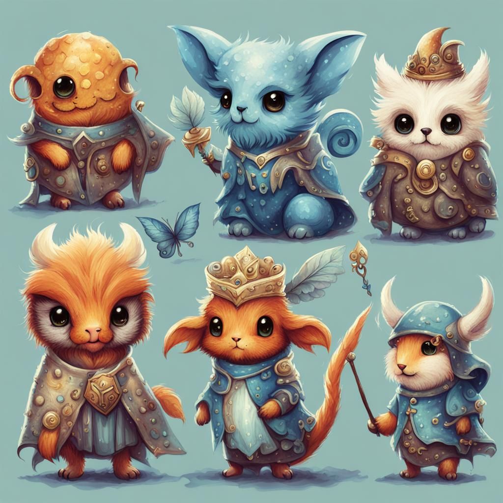 Cute Little Fantasy Creatures in a Whimsical World