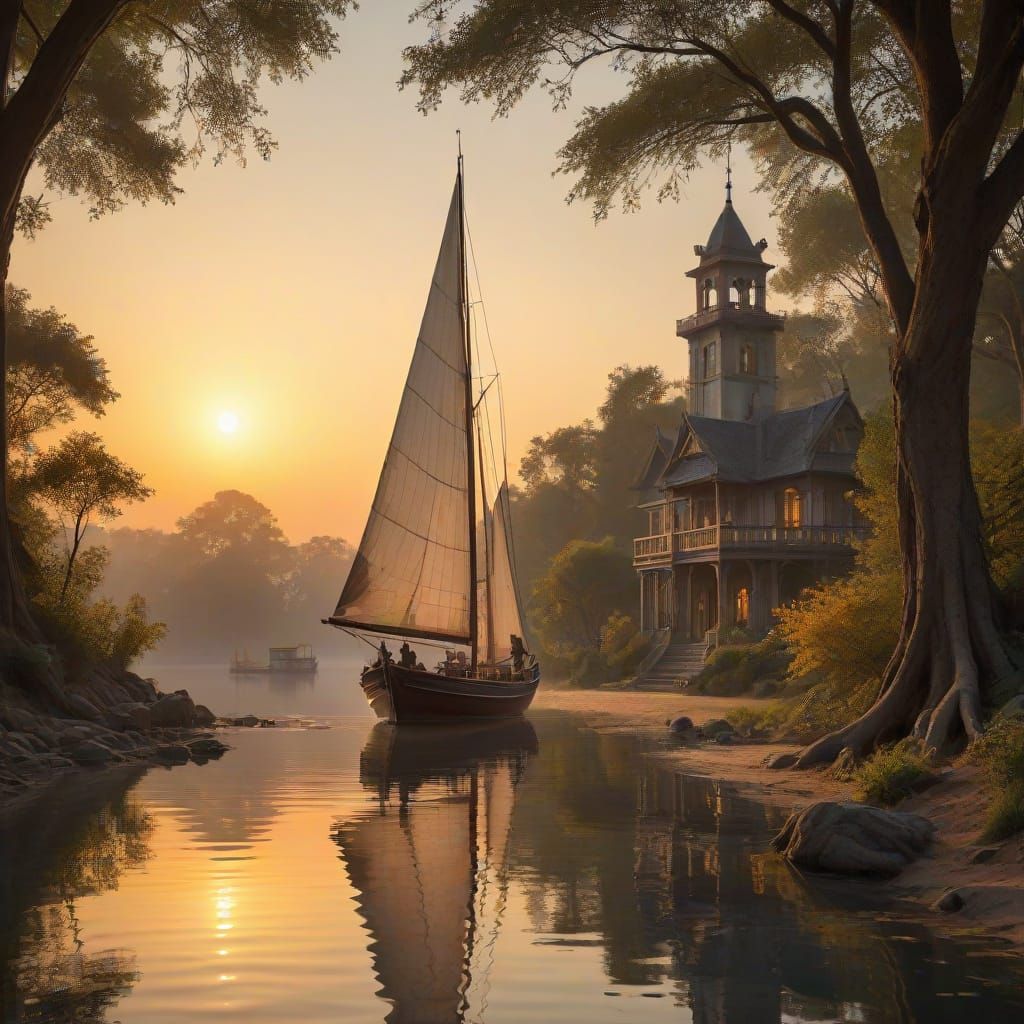 Sailboat Embarks on Silent Journey Across Calm Waters in Dre...