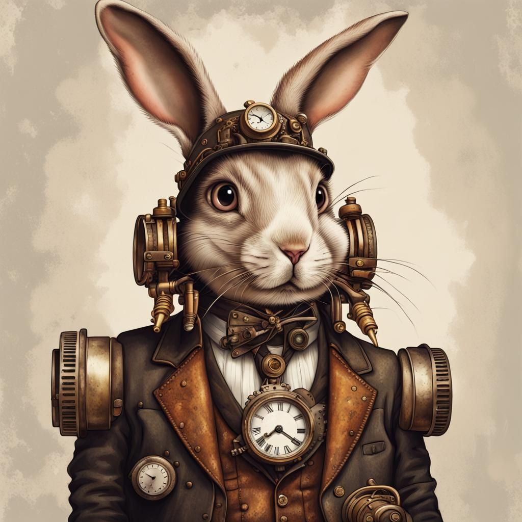 Steampunk Rabbit Anthropomorphism Close Up