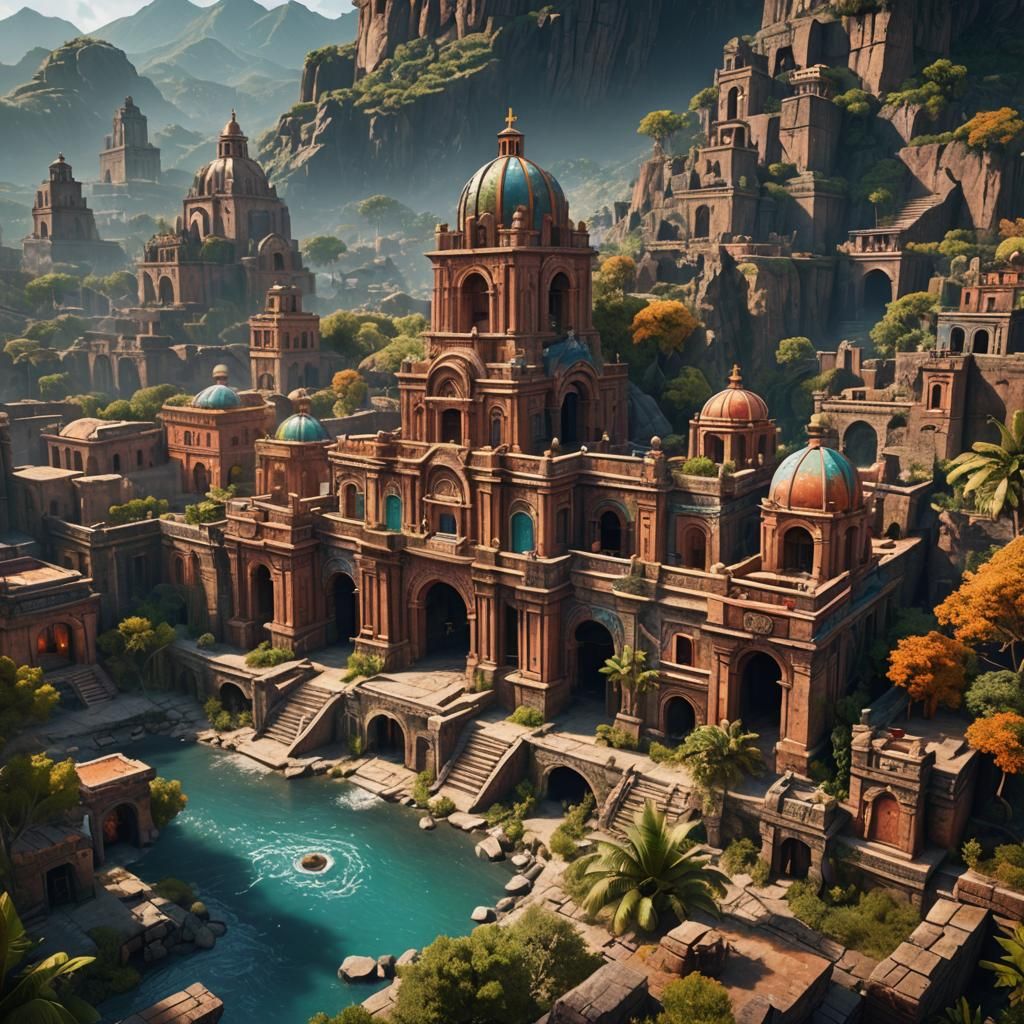 Fantastical Detailed Matte Painting of Mexico