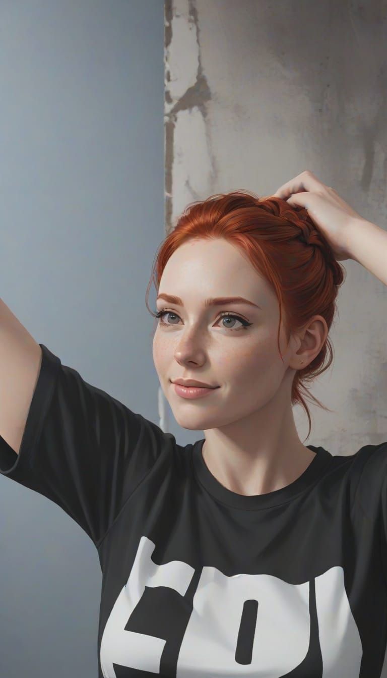 Sultry Red Haired Woman in Dark Academia Style