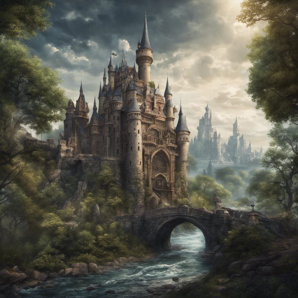 Clockwork Castle in Anime Art Style