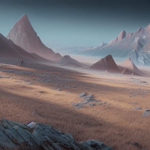 Mutated Precambrian Landscape in Hyperrealism Style