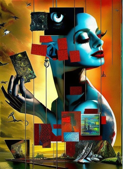 Zodiac Leo in Mixed Media Collage