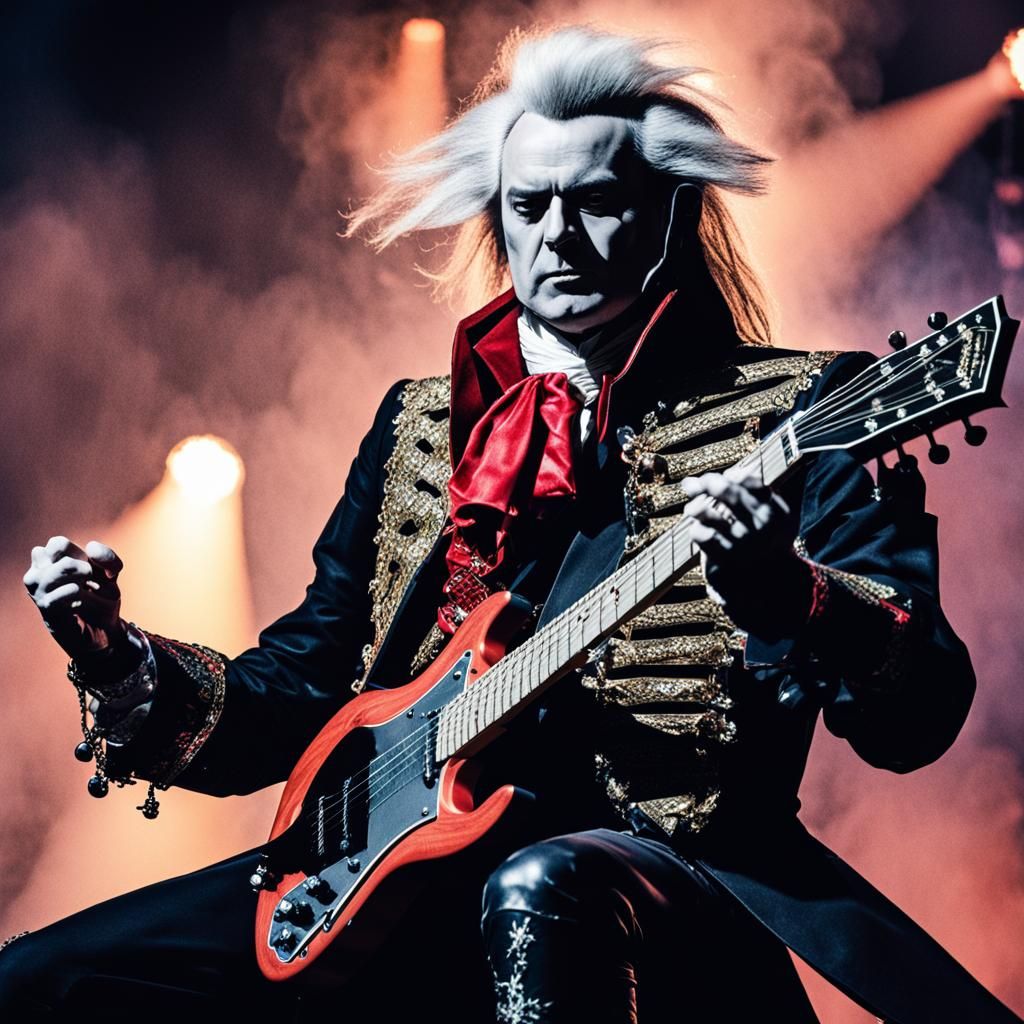 Mozart as Heavy Metal Guitarist on Stage
