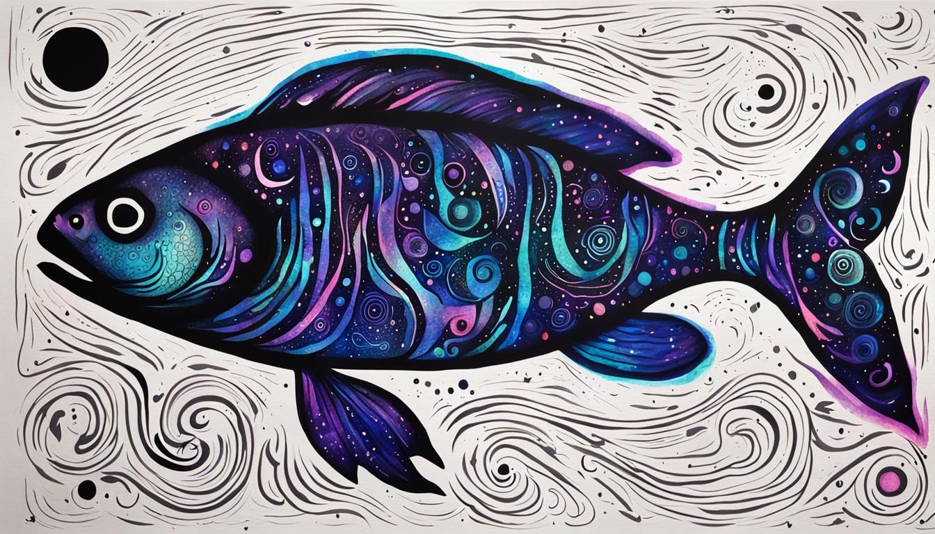 Whimsical Universe Fish in Blacklight Ink