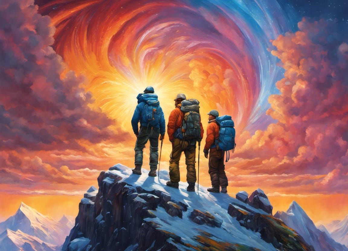Hillary and Tenzing Summit Triumph: Detailed Fantasy Art