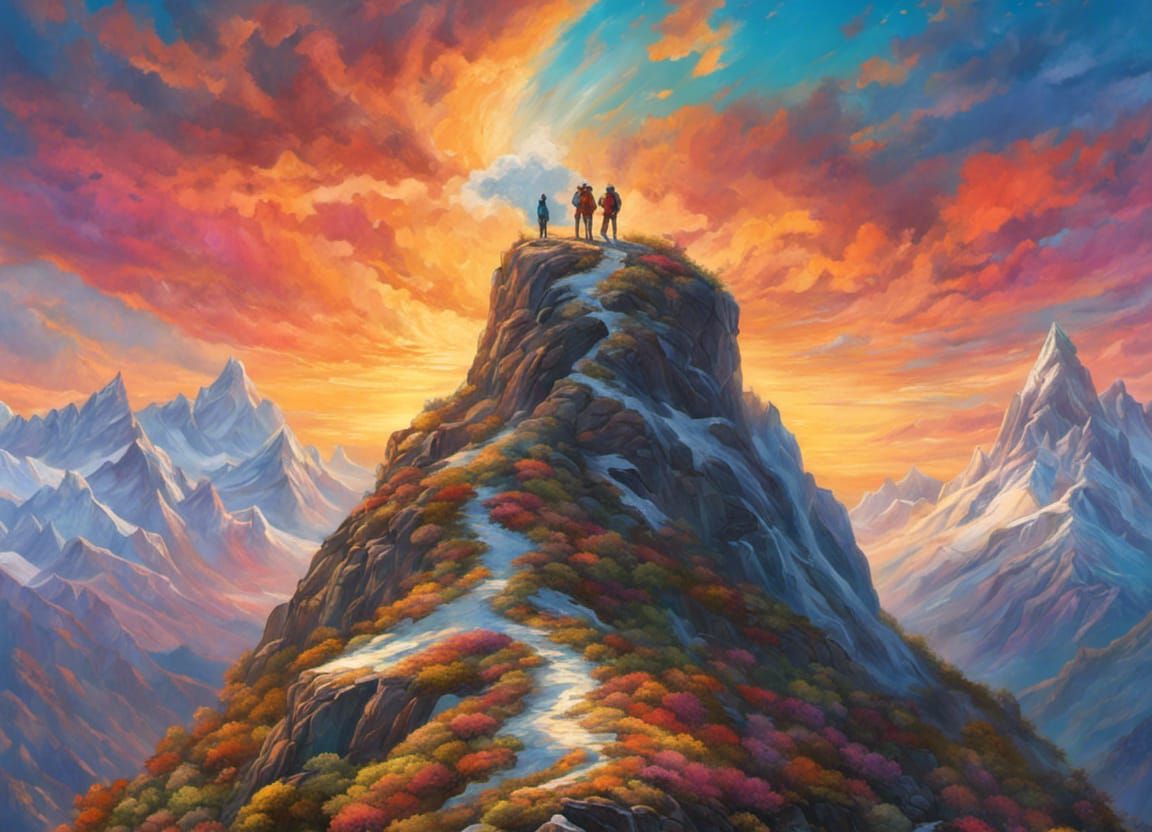 Hillary and Tenzing Summit Triumph: Detailed Fantasy Art