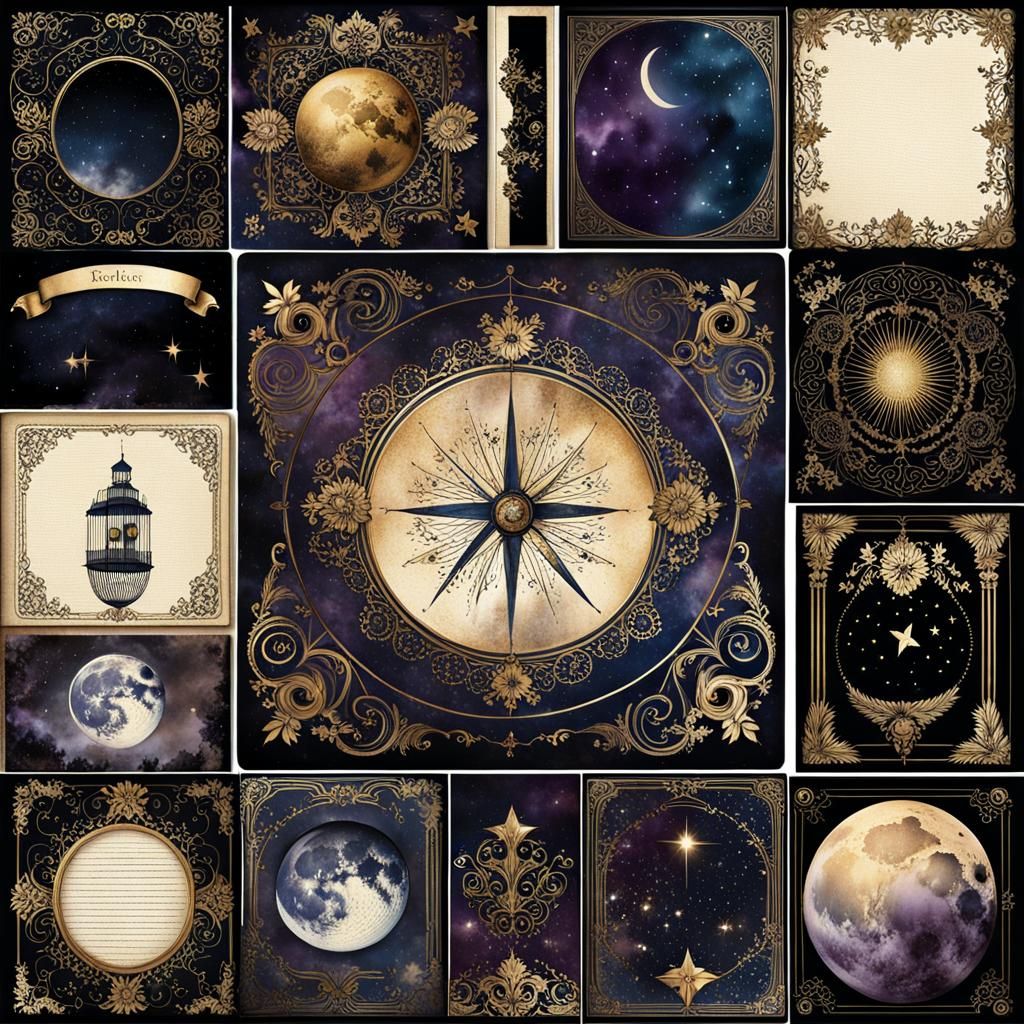 Gothic Night Sky Vintage Journal Card Collection