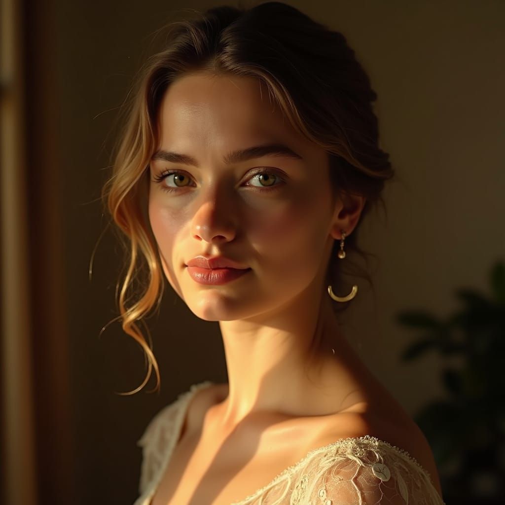 Glamorous Young Woman in Cinematic Film Still