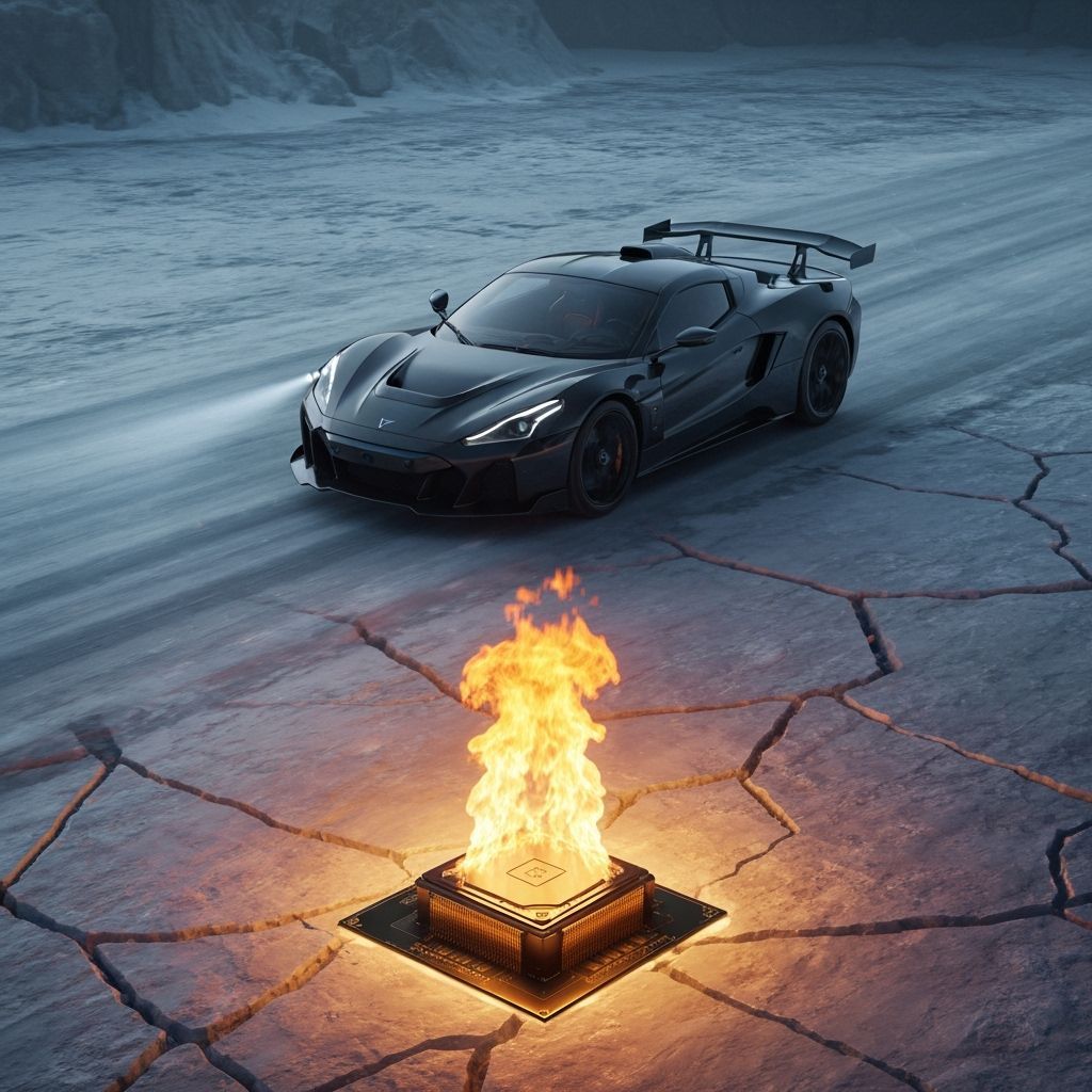 Dystopian Supercar on Ice Reveals Fiery Core