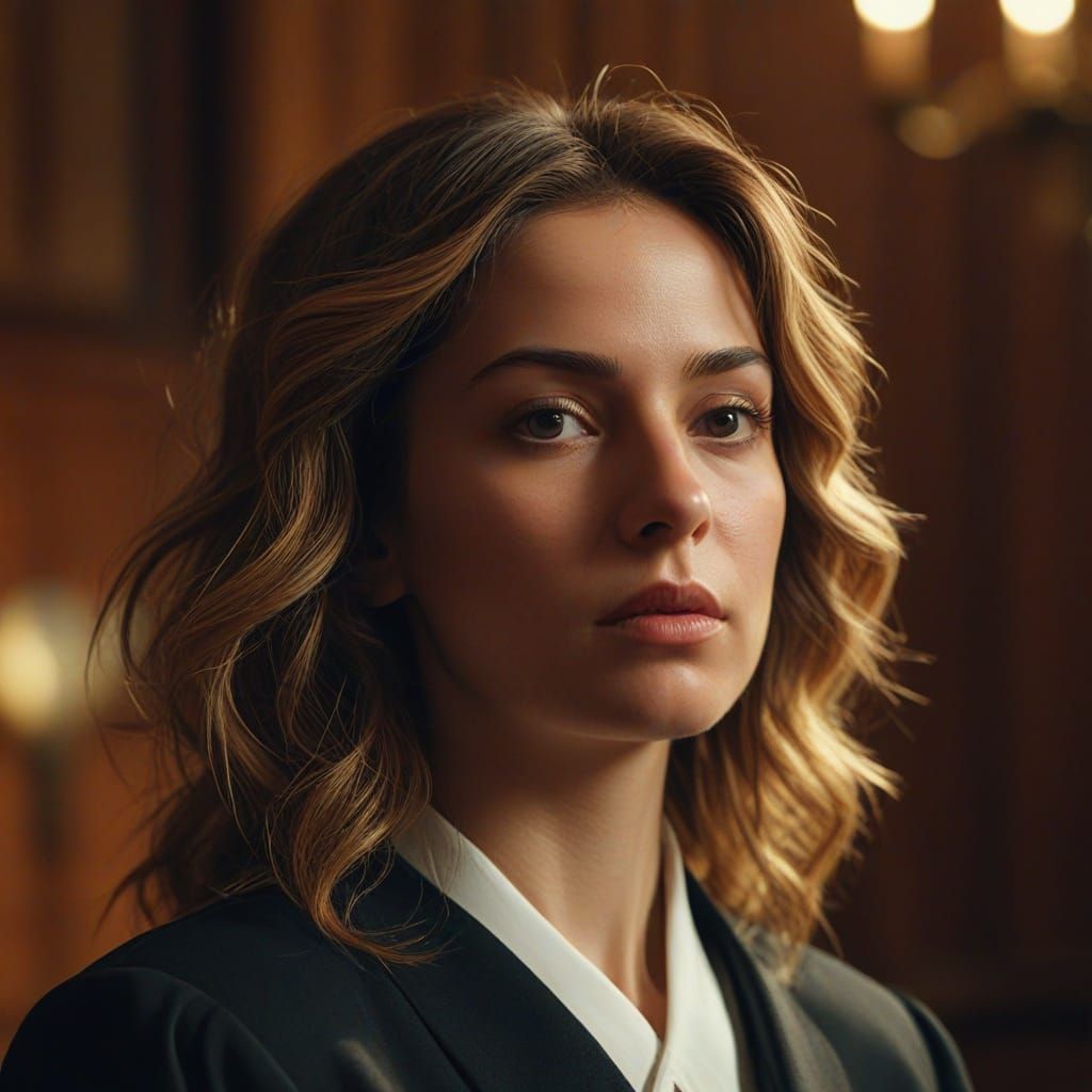 Surreal Female Lawyer in Courtroom Painting