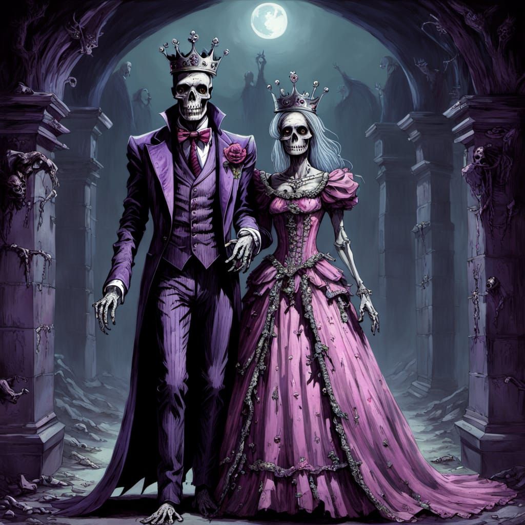 Zombie King and Queen Reign in Skeletal Ballroom