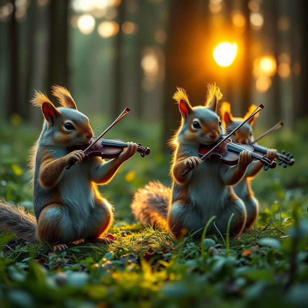 Cute Squirrels in a Harmonious 3D Orchestra