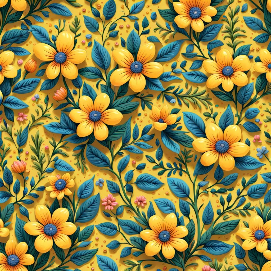 Floral Pattern in Rifle Paper Style Pop Art