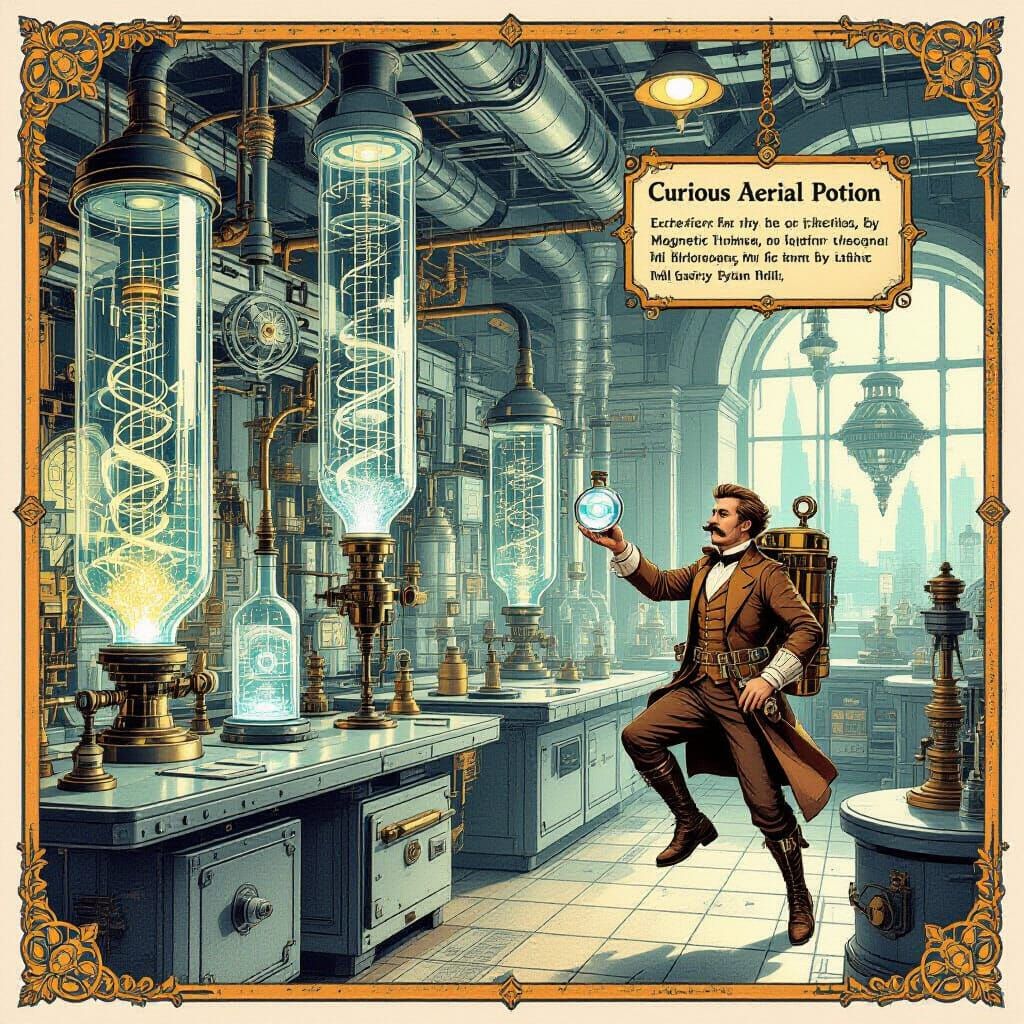 Retro-Futuristic Alchemical Factory in Victorian Style