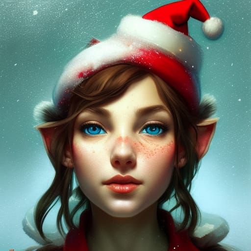 Detailed Christmas Elf Portrait in Artstation Style