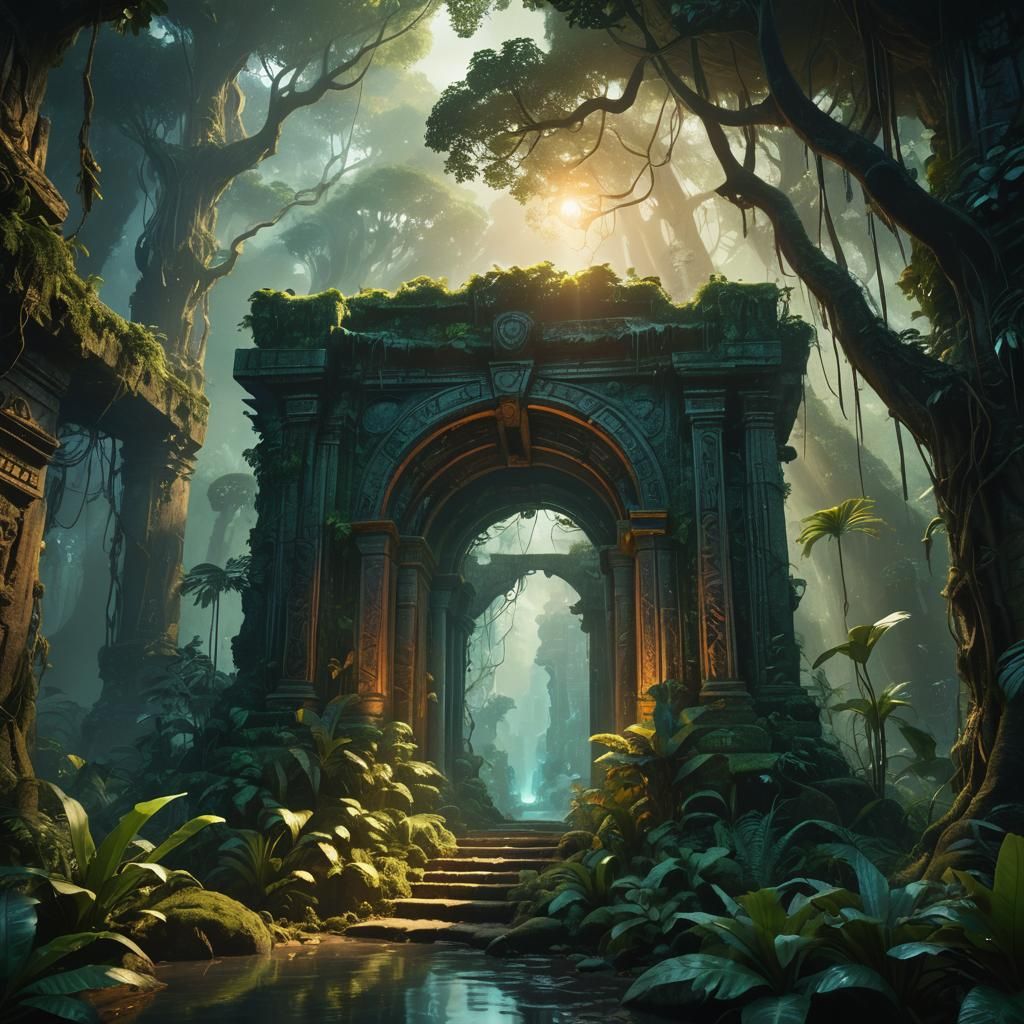 Mystical Jungle Portal in Fantasy Concept Art