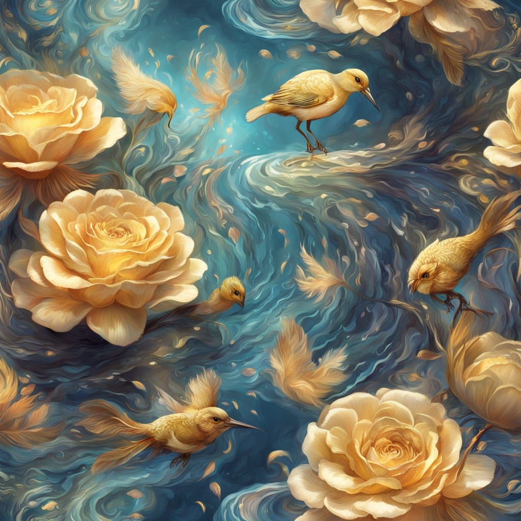 Vibrant Floral Dreamscapes in Polychromatic Style