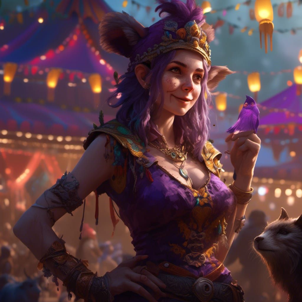 Gnome Druid's Circus Performance: Hyperreal Fantasy Art