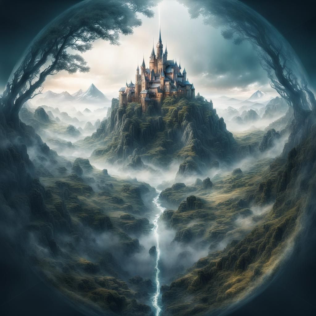 Mysterious Double Exposure Panoramic Scene