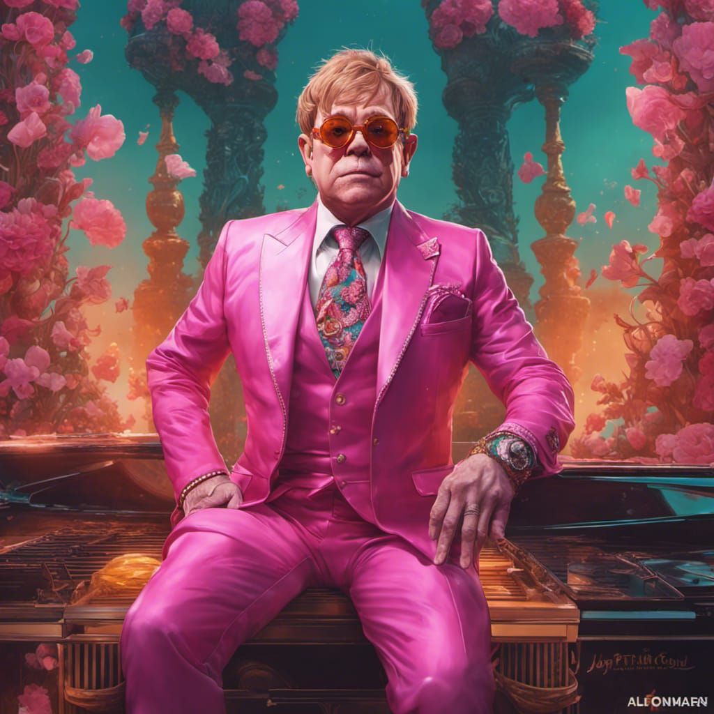 Elton John in Pink: Hyperdetailed Concept Art