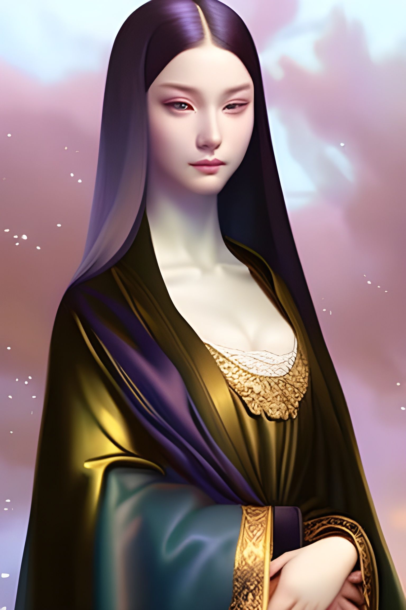 Mona Lisa in Magical Hyperrealistic Fantasy Style