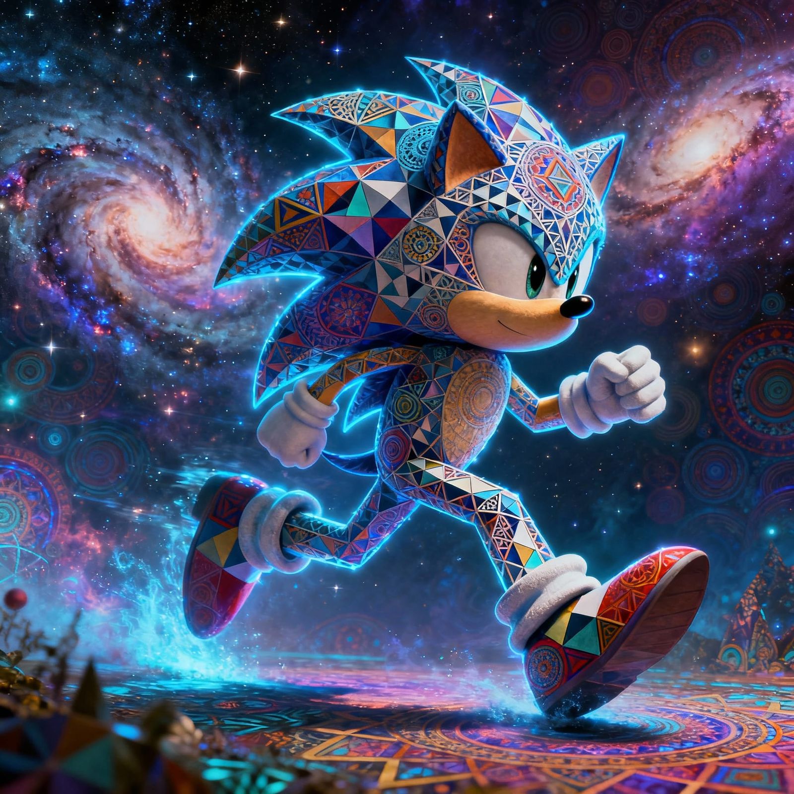 Sonic the Hedgehog in Psychedelic Cosmic Tessellations