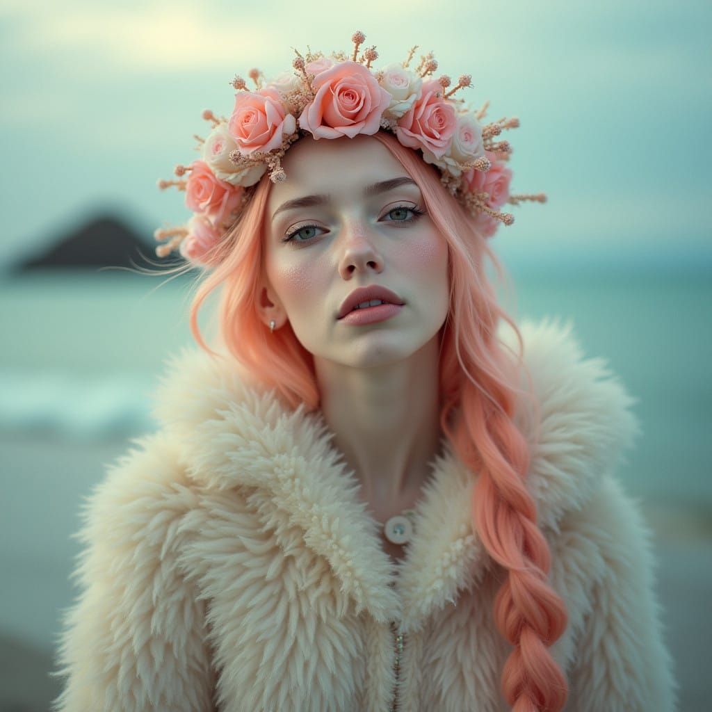 Pastel Fantasy Eskimo in Luminous Sheltered Cove