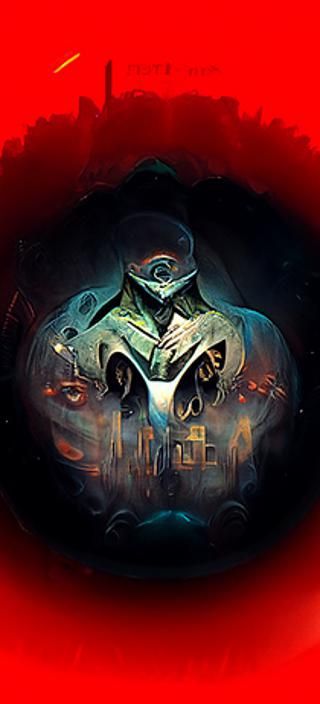 Robotic Face in Cyberpunk Dieselpunk Style