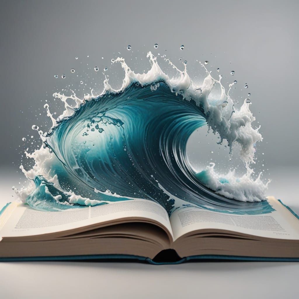 Ocean Wave Exploding From Book Pages