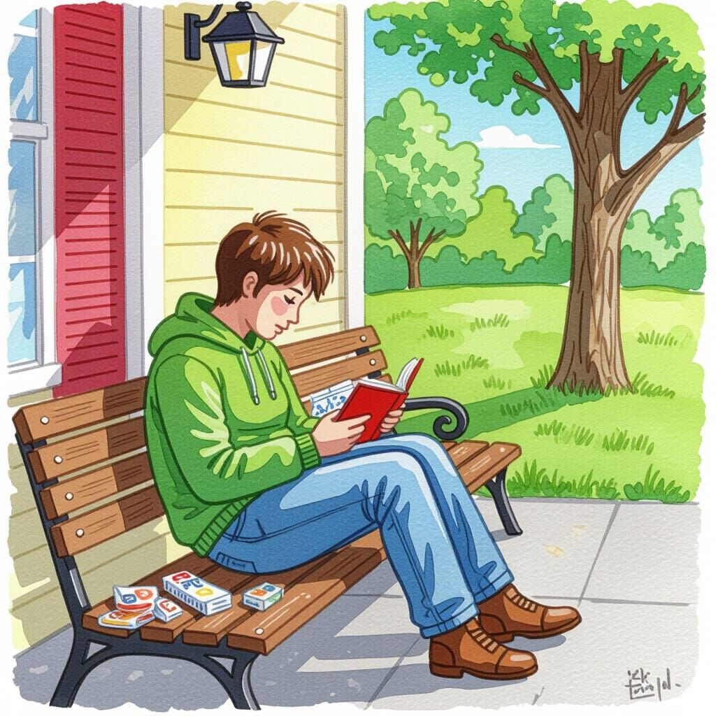 Gouache Painting of a Person Being Found