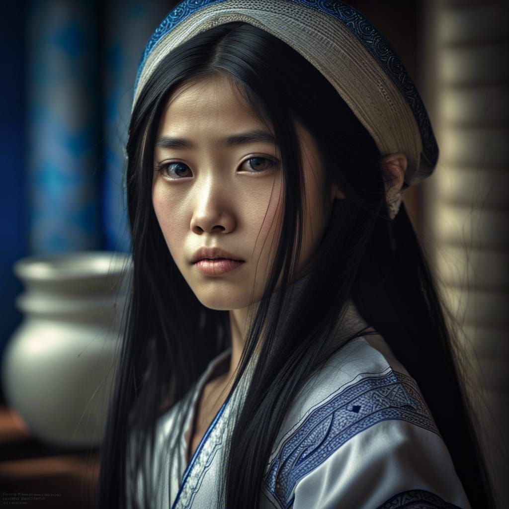 Vietnamese Girl in White Au Dai Dress