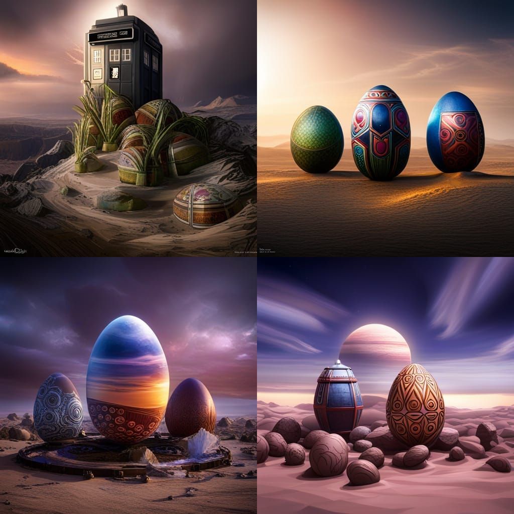 Doctor Who: Decorated Eggs in Detailed Matte Painting