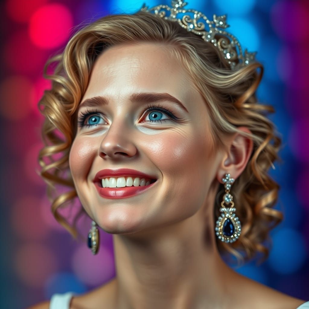 Hyperrealistic Portrait of a Smiling Blonde Woman