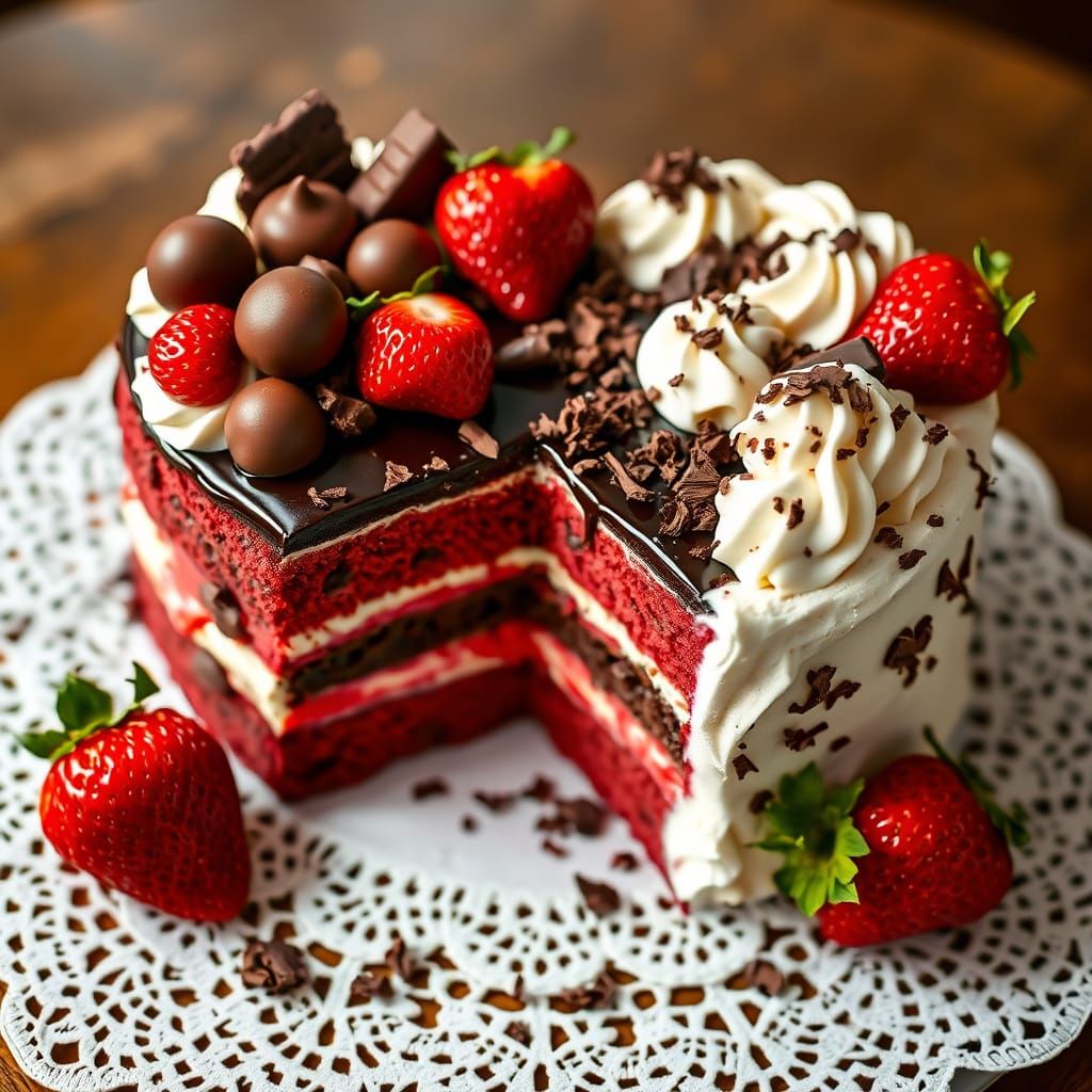 French Patisserie-Inspired Black Forest Cake with Assorted C...