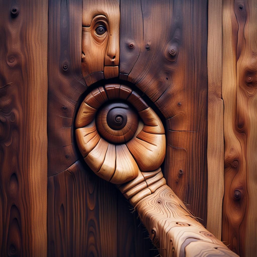 Detailed Moss Covered Wood Sculpture