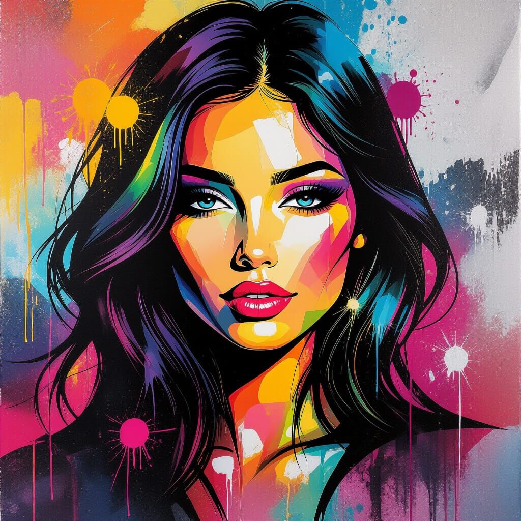 Divine Feminine in Vibrant Graffiti Art Style
